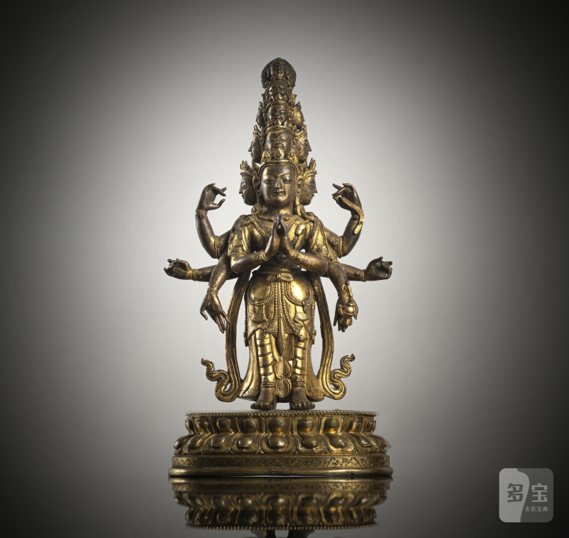 A GILT-BRONZE FIGURE OF EKADASHALOKESHVARA